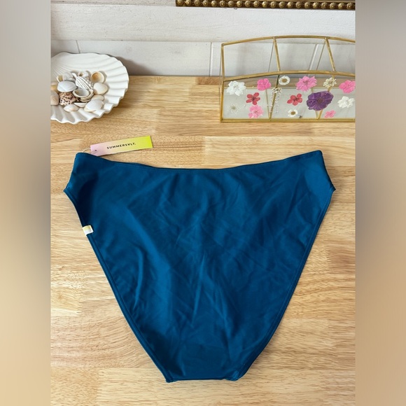 NWT Summersalt The High Leg Mid Rise Bikini Bottom In Blue Size 10 Beach Summer - Picture 2 of 11